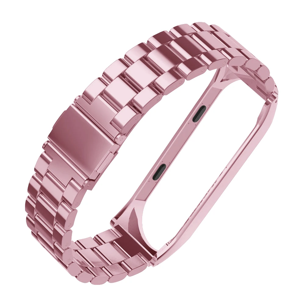 Rose pink Новинка, из нержавеющей стали ремешок на запястье аксессуары для Xiaomi mi группа 3 группа 4 Металла Смарт Браслет для mi Band 3 4 - Цвет: Rose pink