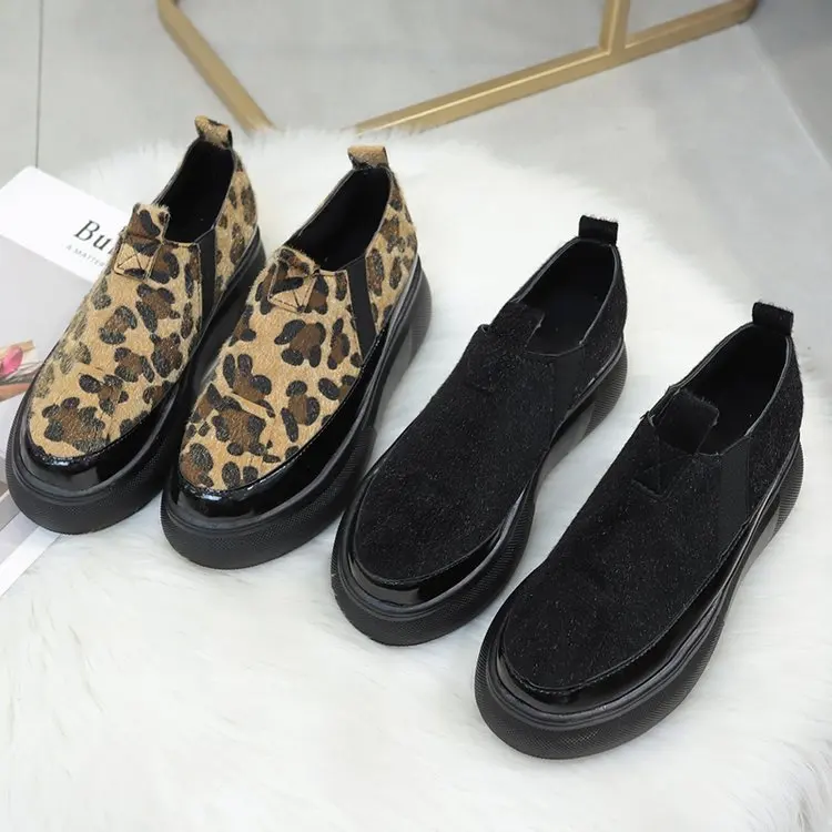 Fujin/обувь на платформе Слипоны толстой подошве Женская повседневная обувь Сезон