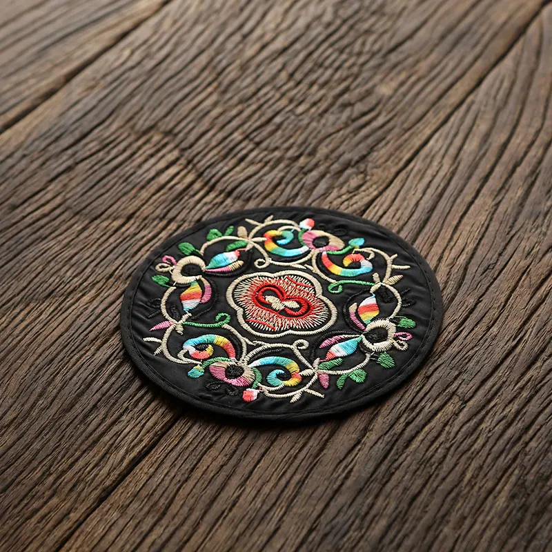 Круглая вышитая подставка в китайском ретро стиле для обеденного стола