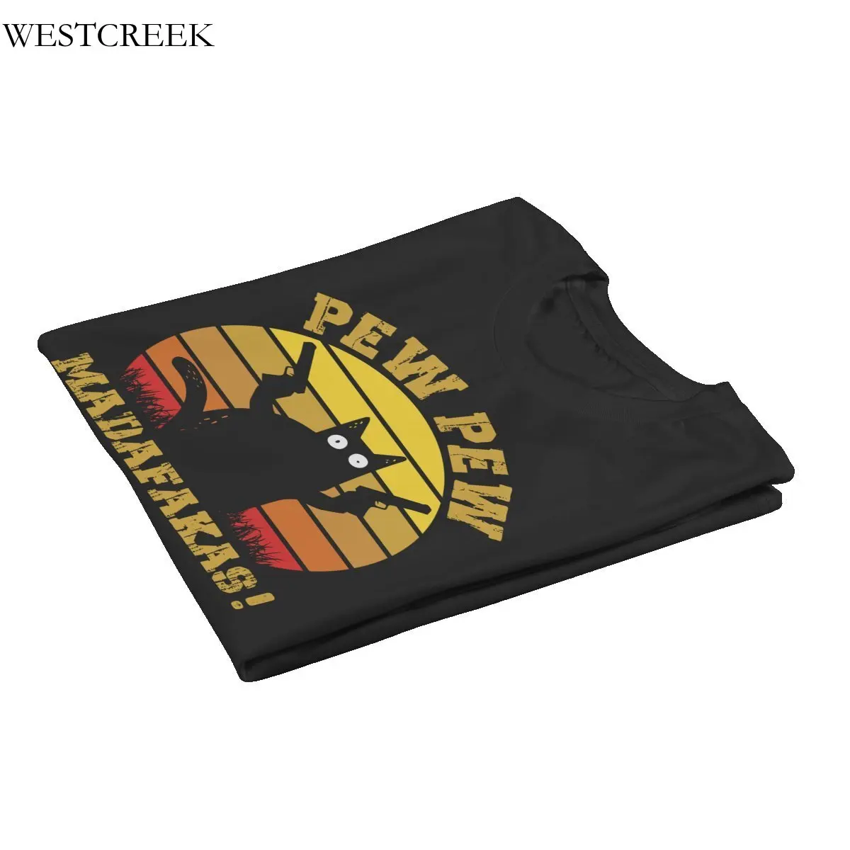 

WESTCREEK Wholesale Black Cat Pew Pew Madafakas O-neck Unisex High Street Punk Men Clothing 185550