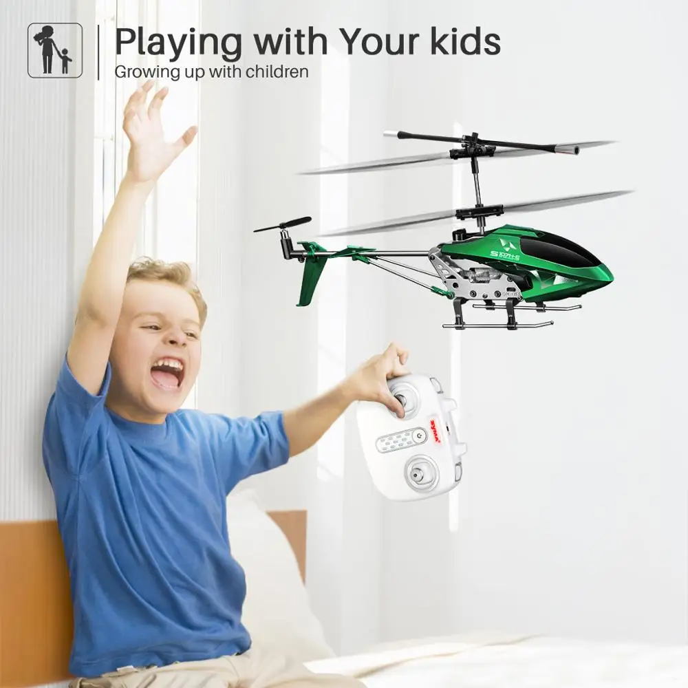 Syma S107H-E, металлический мини-Дрон, один ключ, радиоуправляемые вертолеты для детей, взрослые игрушки, уличный Забавный Дрон, 2,4 ГГц, пульт дистанционного управления