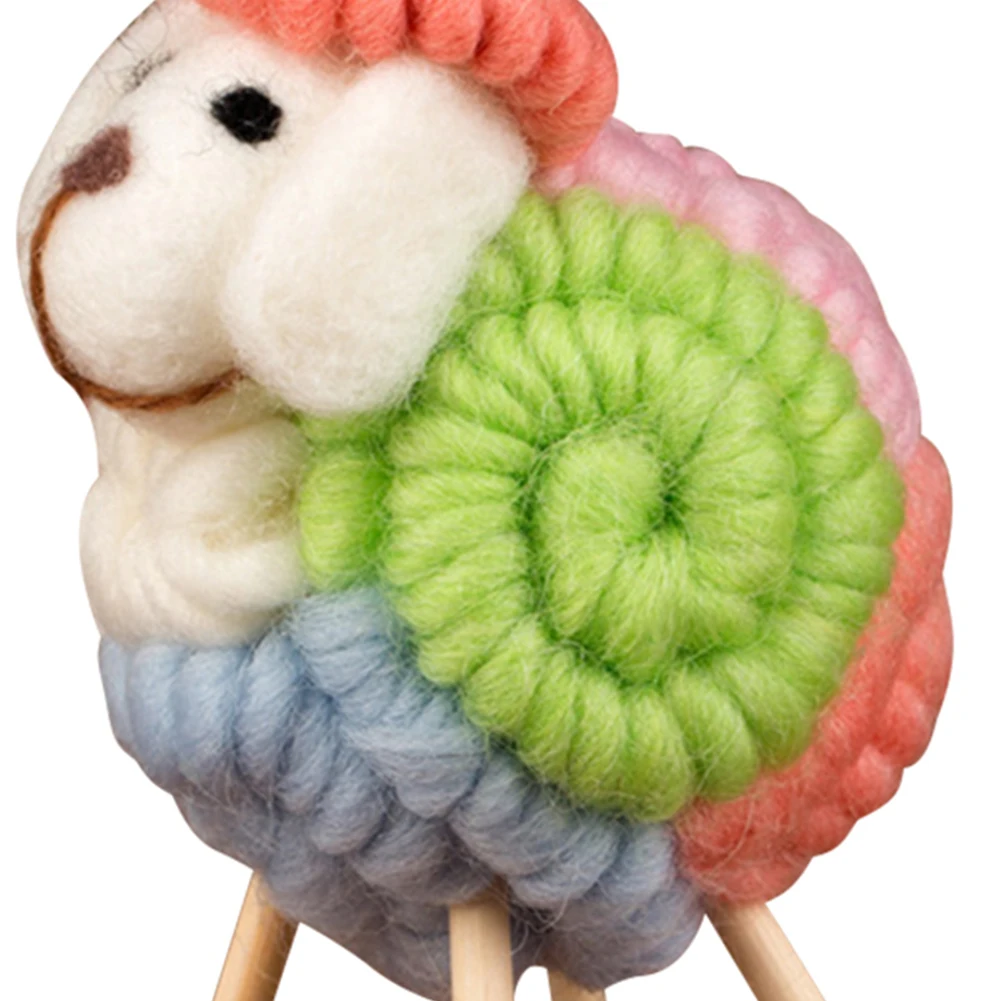 

Handmade Wool Felt Filled Sheep Small Ornaments Creative Bedroom Desktop Home Furnishings Statue Miniature Crafts Holiday Gifts