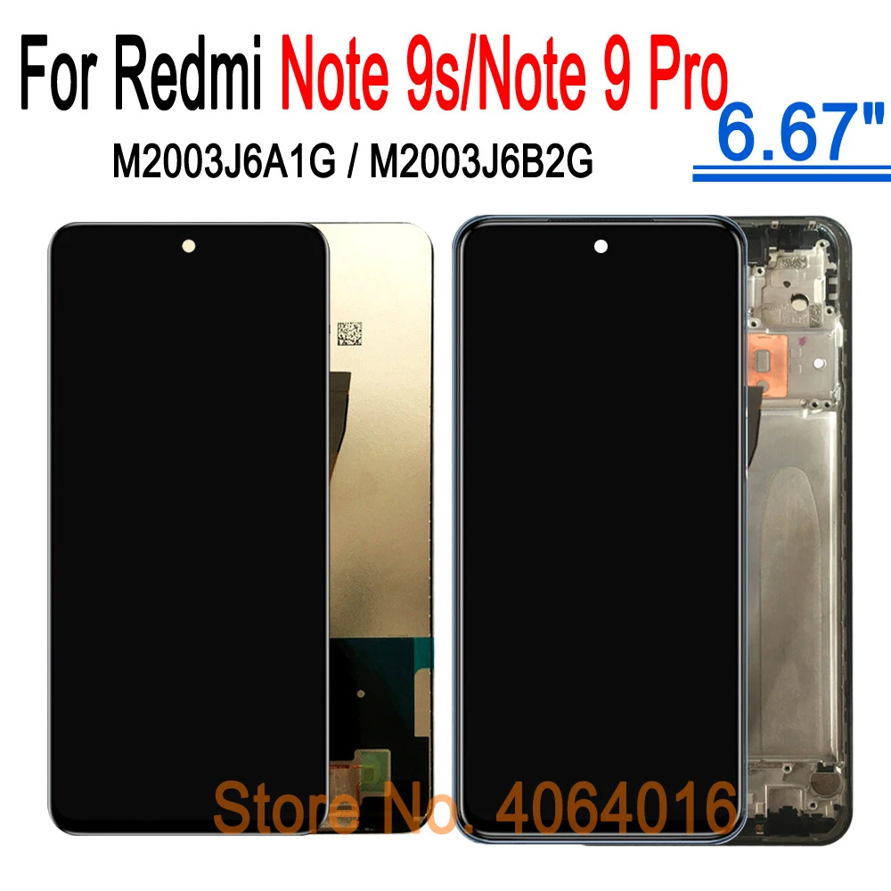 ЖК-дисплей для Redmi Note 9 Pro с дигитайзером в сборе Сменный стеклянный корпус