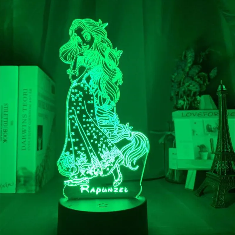 Disney Princess 3D Visual Lamp Alice Cinderella Jasmine Figure LED Night Light Children Gift Toys Bedroom Decortive Table | Лампы и