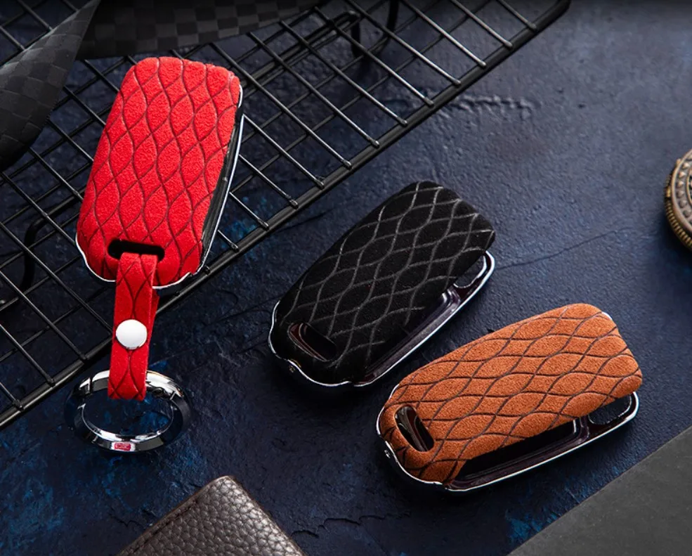 Ткань замши автомобиля кожаный TPU чехол для ключей Skoda Octavia A5 Kodiaq Volkswagen MK4 Polo Bora