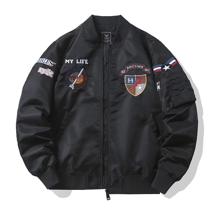 

Мужская бейсбольная куртка, модная универсальная свободная форма на молнии, с простым дизайном, с вышивкой, базовая верхняя одежда