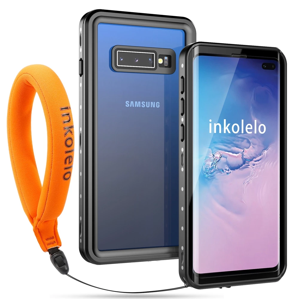 

Inkolelo Samsung Galaxy S10 Plus S10+ Waterproof Case Built-in Screen IP68 Full Sealed Shockproof Cover Swimming Diving Black