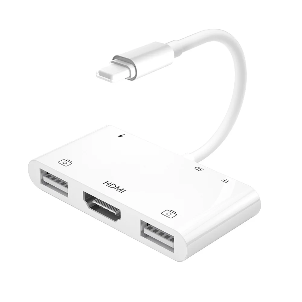 

New Lightning To 1080P HDMI Cable USB SD TF Card Reader OTG Digital AV Multiport Adapter Hub For iPhone13/12/11/XS/XR/X/8/7/iPad