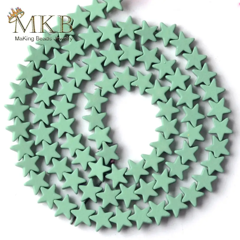 Светло зеленые гематитовые матовые резиновые пятиконечные бусины из