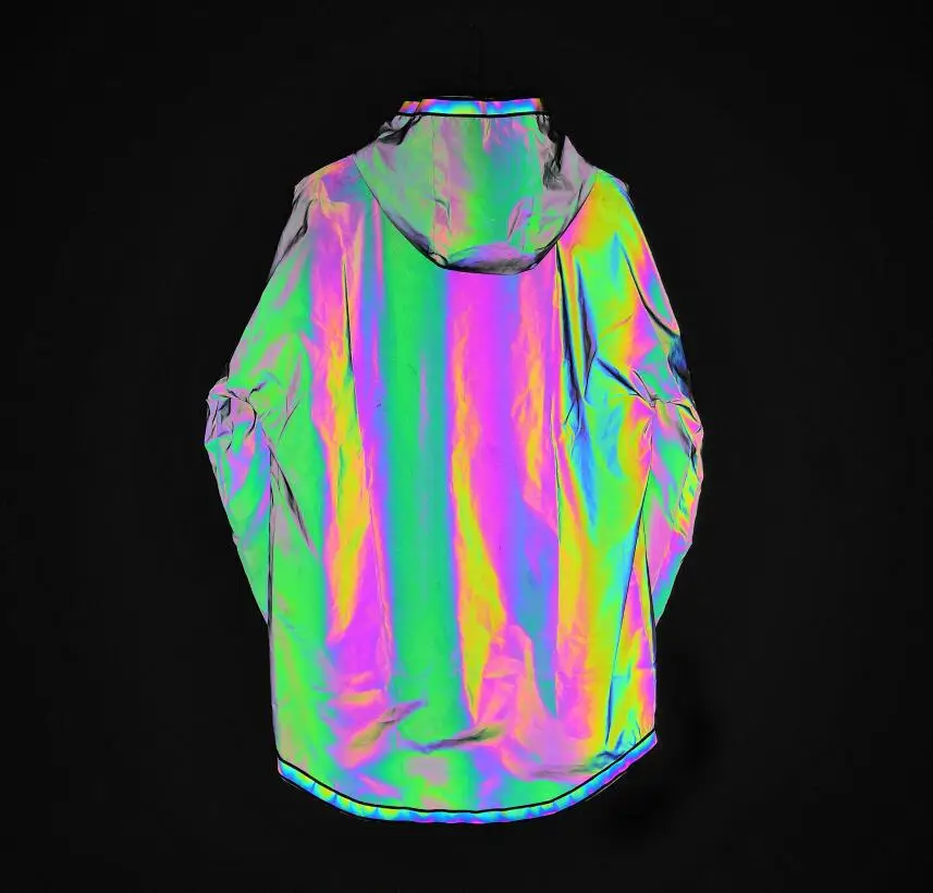 Сезон осень зима мужские цветной отражающий длинная куртка с капюшоном для