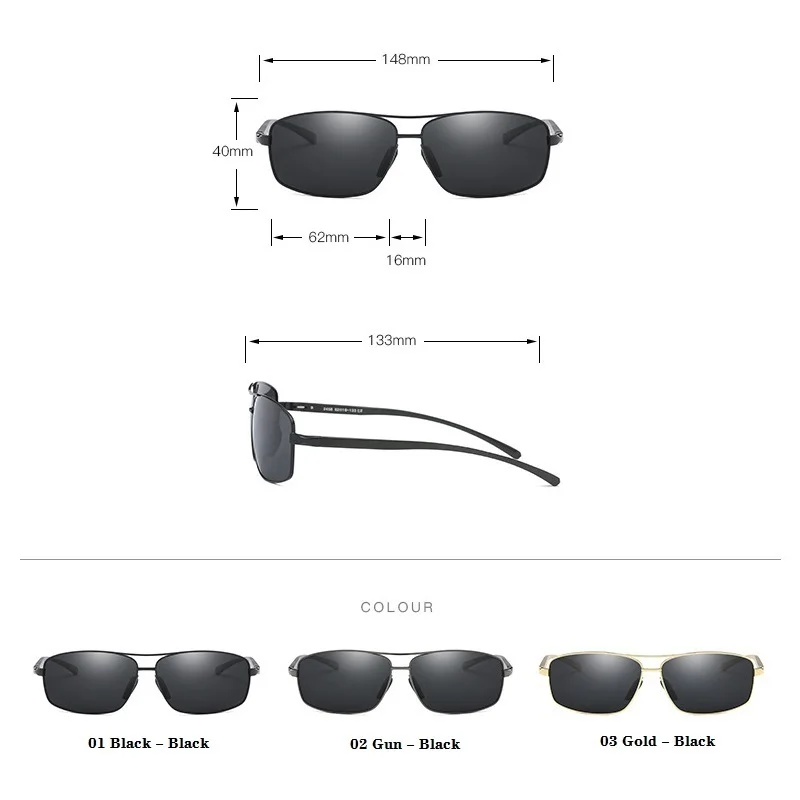 

Men's Sunglasses Polarized Sunglasses Men Classic Titanium Alloy Driving Fishing Sun Glasses Square Vintage Design Eyewear Man