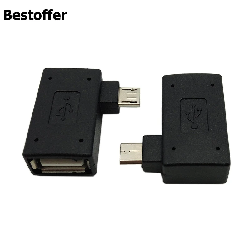 

90° Left+Right Angled Micro USB2.0 OTG Host Adapter With USB Power For Galaxy S3 S4 S5 Note2 Note3 Cell Phone & Tablet