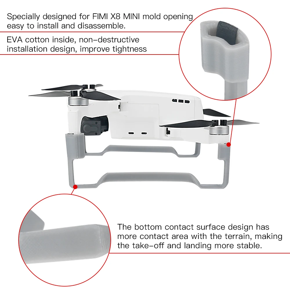 

Landing Gear For FIMI X8 Mini Height Extended Leg Protector Quick Release Feet Extensions Landing Accessory