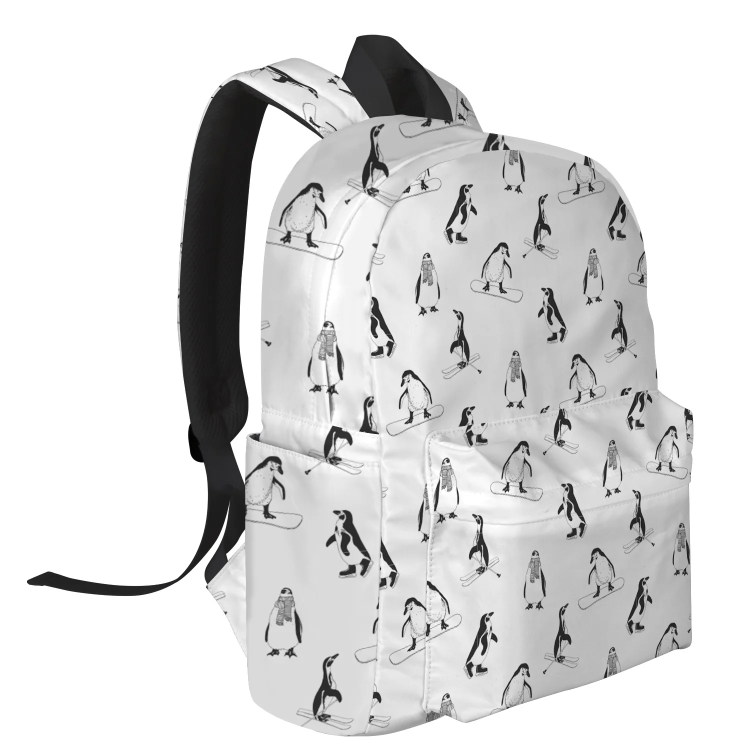 Белый рюкзак с рисунком скейтборда пингвина для студентов колледжа ноутбука