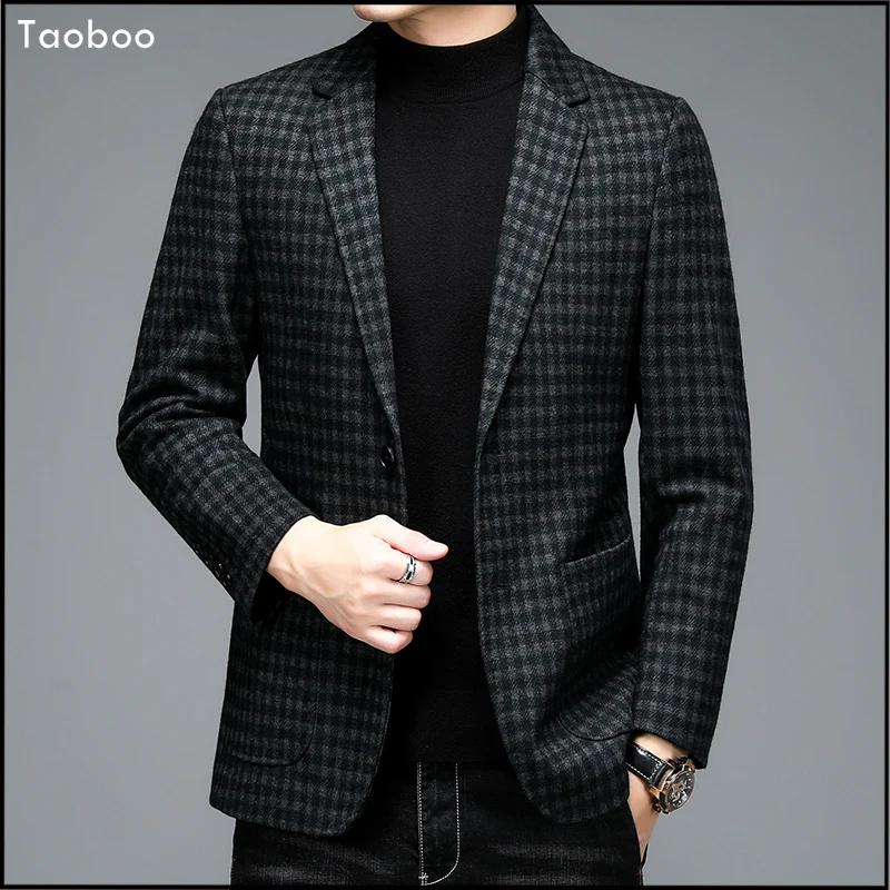 

Taoboo 2021 зимние мужские блейзеры, роскошный шерстяной повседневный мужской костюм, куртка, деловое офисное пальто, Мужское пальто, классическ...