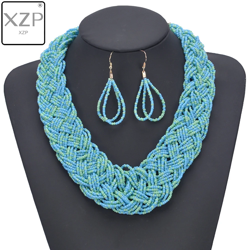 XZP Бохо маленькие бусины ручной работы узел винтажное ожерелье серьги набор
