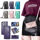 Кожаный чехол-бумажник с ремешком на плечо для Samsung J3 J5 J7 2017 J1 2016 J2 J4 Core J6 PLUS J8 2018 A6S A8S M30 A40S A80 A90 A10E