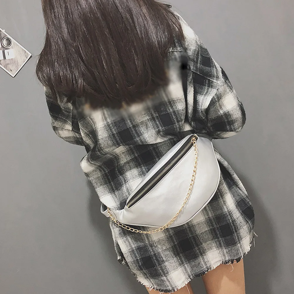 Женские поясные сумки из синтетической кожи с цепочкой и мягкой спинкой