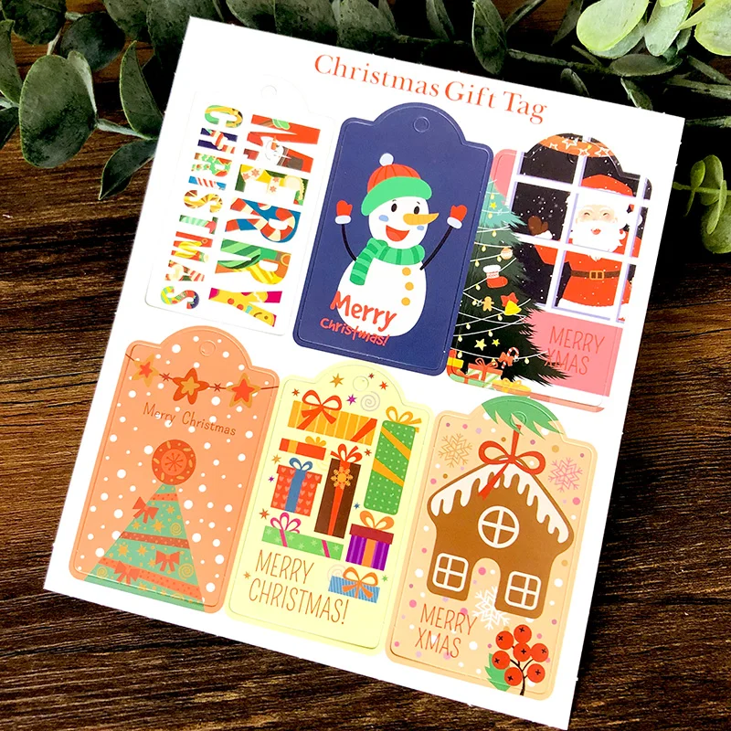 

96sets Cute Snowman Merry Chirstmas Gift Tag Santa Claus DIY Gift Wrapping Hang Tag New Year Party Decoration Craft Paper Cards