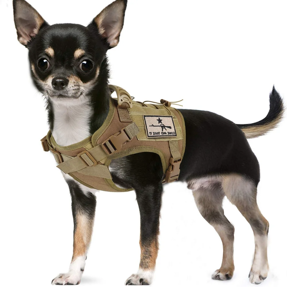 Arn&eacute;s t&aacute;ctico de entrenamiento para perros, chaleco de trabajo al aire libre, MOLLE militar ajustable con mango de goma, ropa para cachorros-0