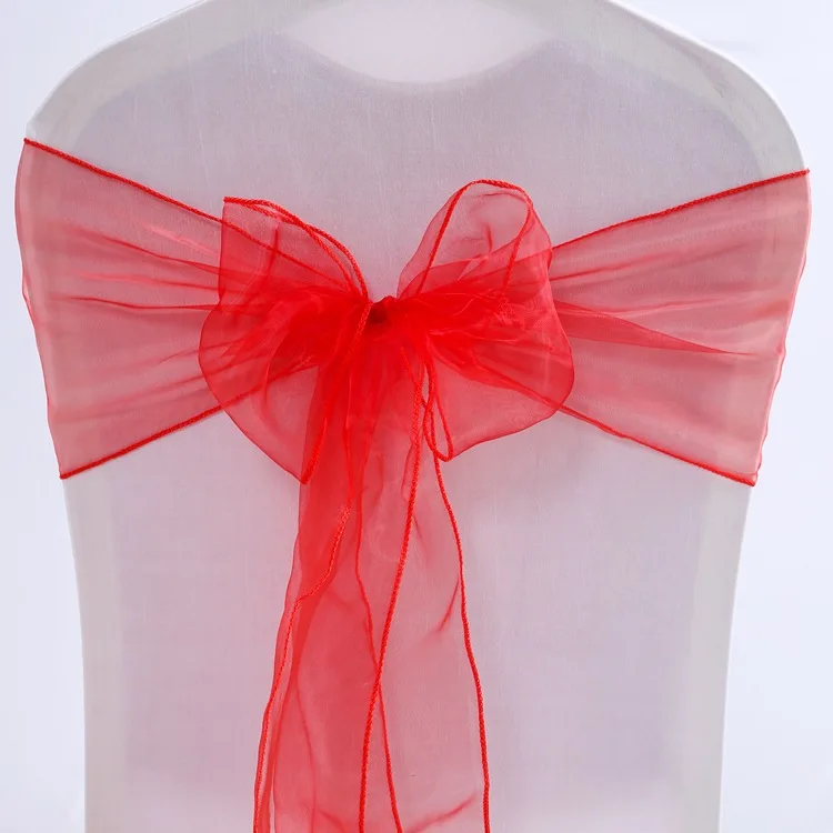 25 шт./лот розовая органза стул пояса свадебное кресло украшения ленты галстуки