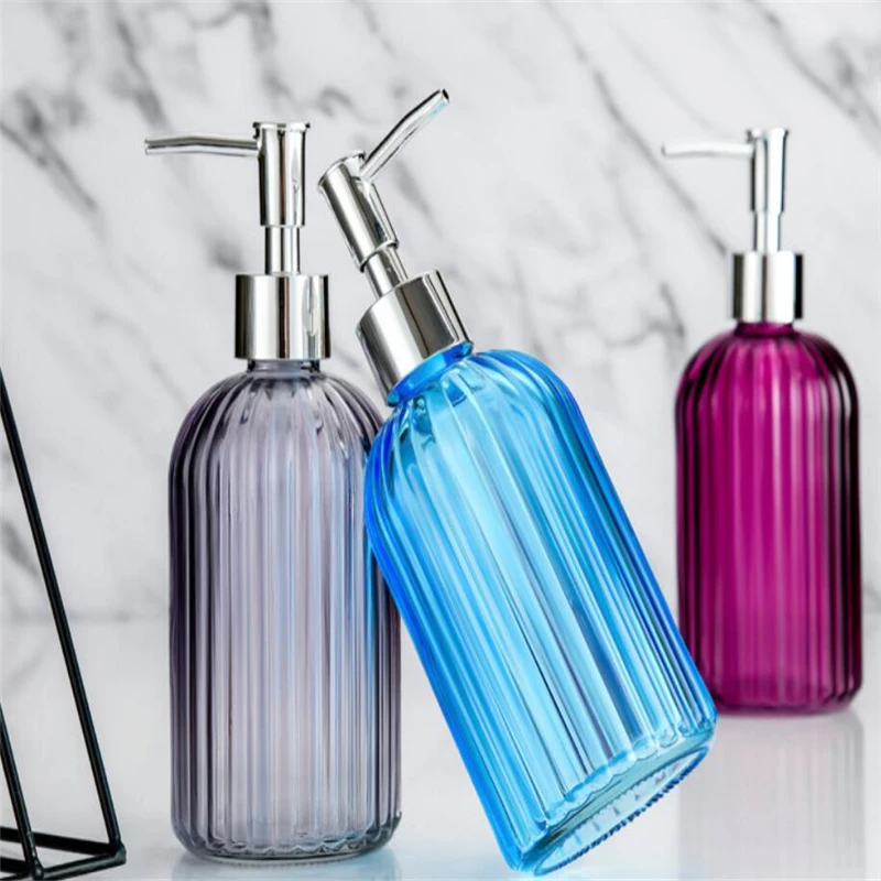 

High Quality Large 400ML Manual Soap Dispenser Clear Glass Hand Sanitizer Bottle Containers Press Empty Bottles Bathroom#GH