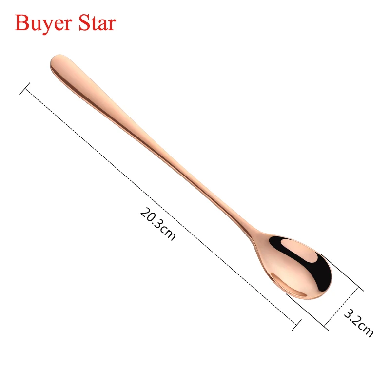 Горячее предложение 7 шт. 8 дюймов 304 нержавеющая сталь длинная ручка ложка для чая
