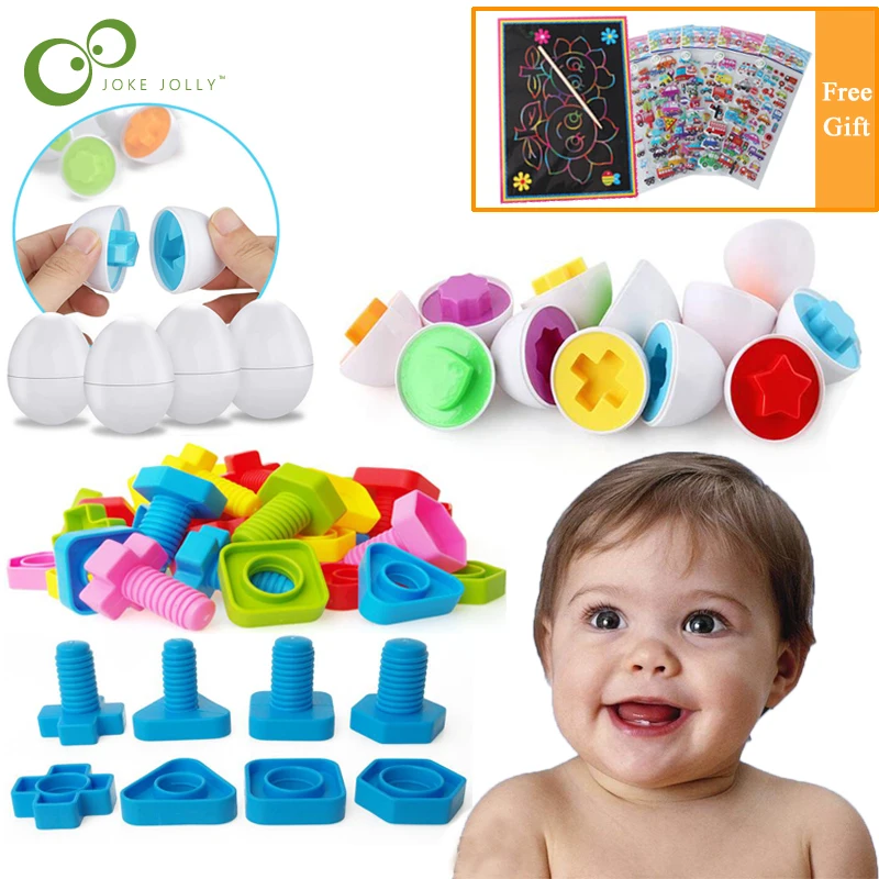 11pcs Education Learning Toys Mixed Shape Wise Pretend Puzzle Smart Eggs / Plastic Screws 3D kids Child Toy ZXH | Игрушки и хобби