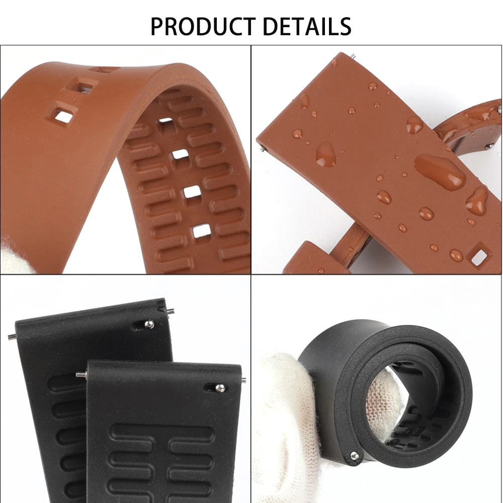 New Fluorine Rubber Watch Band 18mm 20mm 22mm 24mm Bracelet Quick Release Bar for Diving Sport Watch Strap Replacment