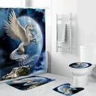 Тканевая занавеска для душа с единорогом под луной s Pegasus занавеска для ванной Противоскользящие коврики Крышка для туалета Набор ковриков для ванной с крючками