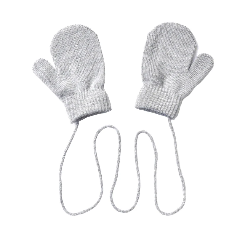 Guantes de invierno para ni&ntilde;os, manoplas suaves de punto para cuello colgante, para ni&ntilde;os de 1 a 4 a&ntilde;os, de Color s&oacute;lido-2