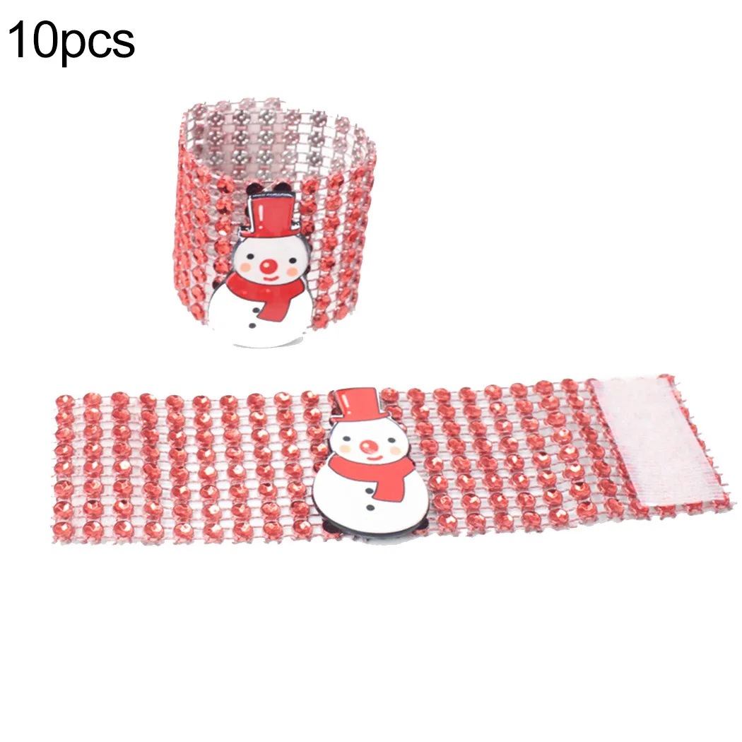 

10PCS Christmas Diamond Napkin Rings Holders Xmas Table Napkin Holder Wedding Banquet Hotel Table Sup Home Decoration Supplies