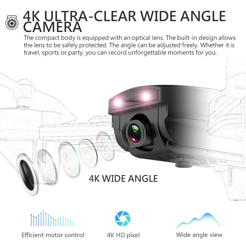 L107 Дрон 4K 2,4G wifi FPV с широкоугольным двойным HD Вертолет камеры игрушка 20 минут долгое время полета складной портативный