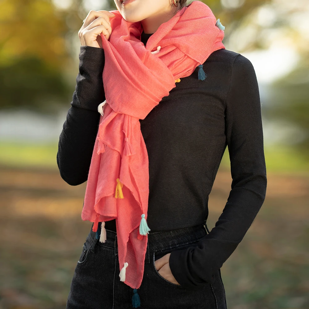 2019 Новый с бахромой розовый Барри пряжа осень зима Женская мода леди