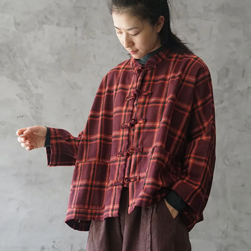 Женская куртка на пуговицах SCUWLINEN Классическая свободная шерстяная в стиле ретро