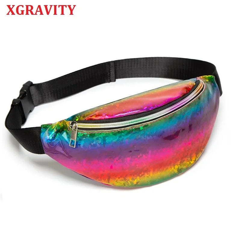 

XGRAVITY 2021 Sequin Women Waist Bag Fanny Pack Running Zip Belt Money Pouch Holiday Chest Bag Tote Satchel H001