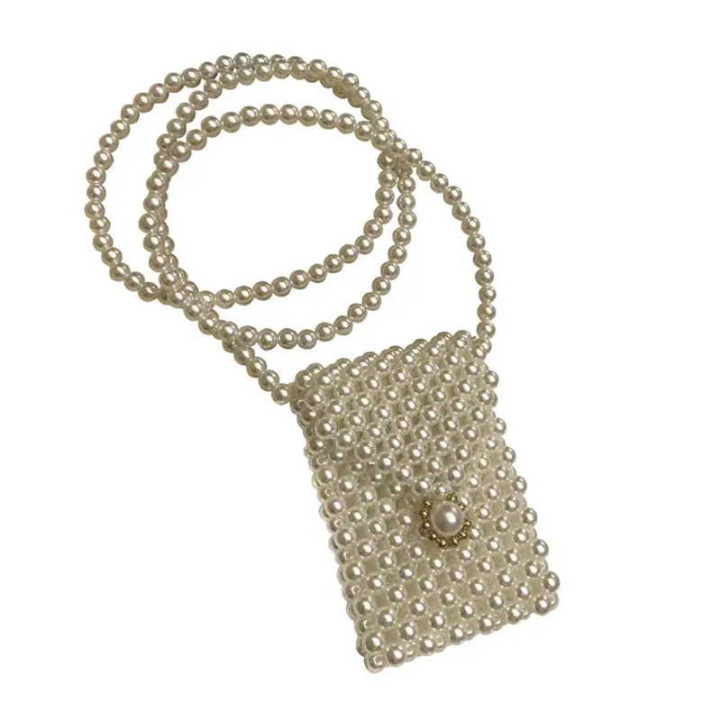 

Vintage Beaded Waist Bag Handmade ABS Imitation Pearls Temperament 11*7.5CM Female All-match Spring Summer High Quality Bag