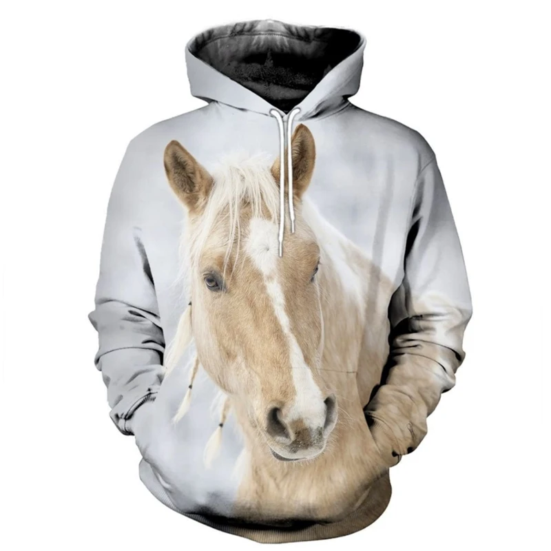 

Толстовка с капюшоном для мужчин и женщин, Модный свитшот с 3D-принтом животных, лошадей, бега, Повседневная Уличная одежда в стиле хип-хоп, зи...