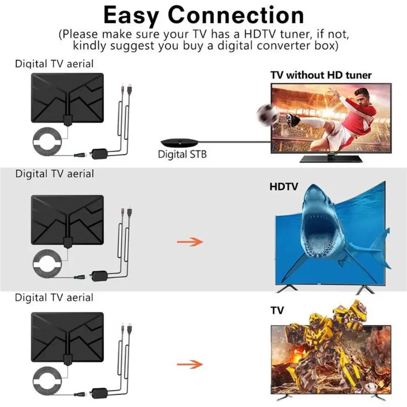 Черная Смарт Интернет цифровая HD ТВ антенна с USB Усилитель сигнала DVB-T2 Hd Чистый
