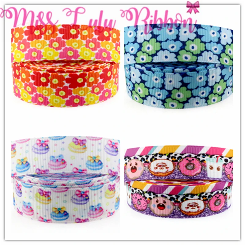 1 &quot25 мм розовые полосы милый мультфильм звезда узоры напечатаны Grosgrain ленты DIY