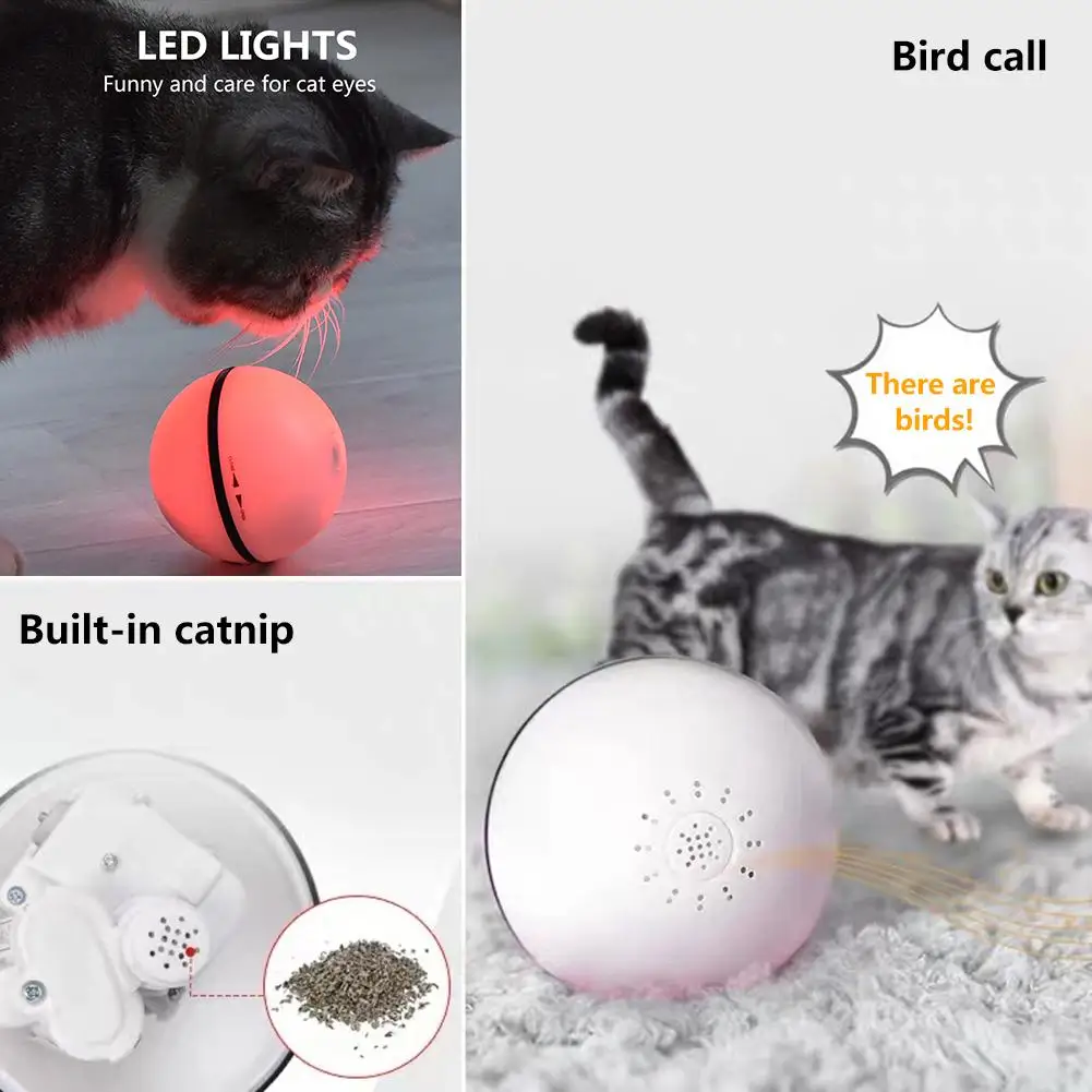 

Cat Ball Pet Toy Bumper Ball Electric Cat Toy Ball LED Self Rotating Ball Interative Catnip Ball Training Pet Supplies