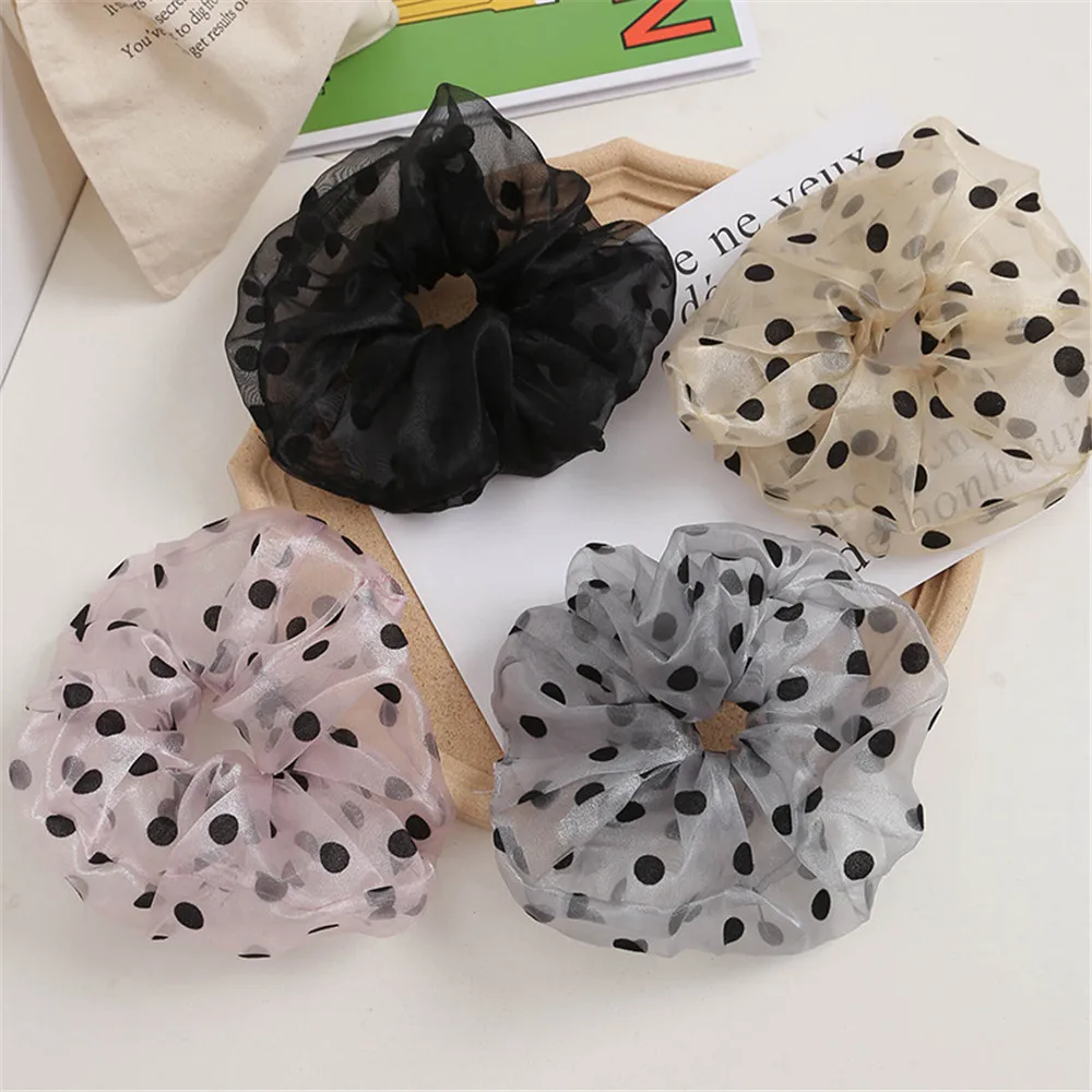 Модные красочные резинки для волос в горошек держатель конского хвоста женщин