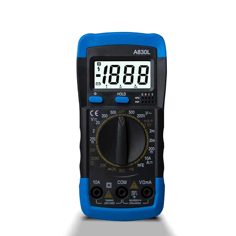 Blue Black A830L ЖК-цифровой мультиметр AC DC напряжение диод Freguency мультитестер ток световой дисплей с функцией зуммера - Цвет: Blue Black