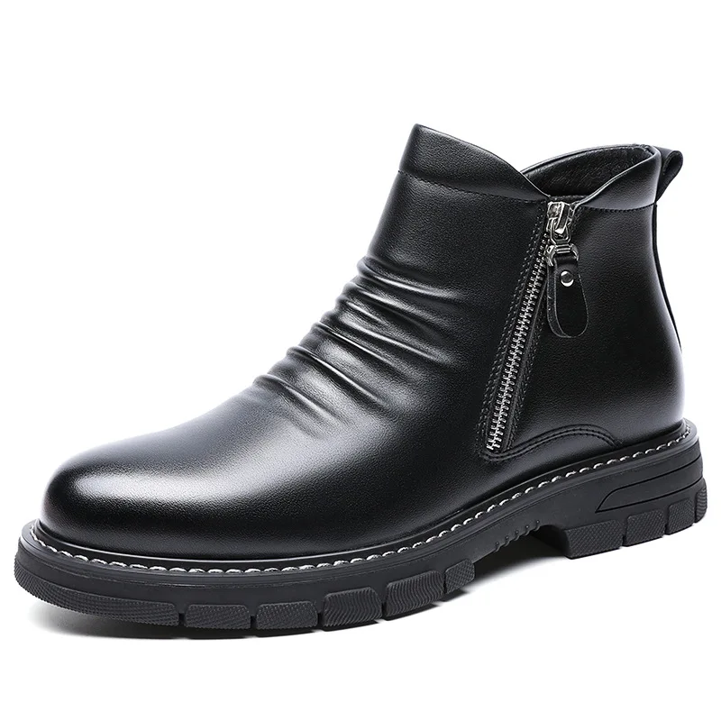 

British brand designer men fashion chelsea boots black platform shoes genuine leather cowboy boot ankle botas masculinas botines