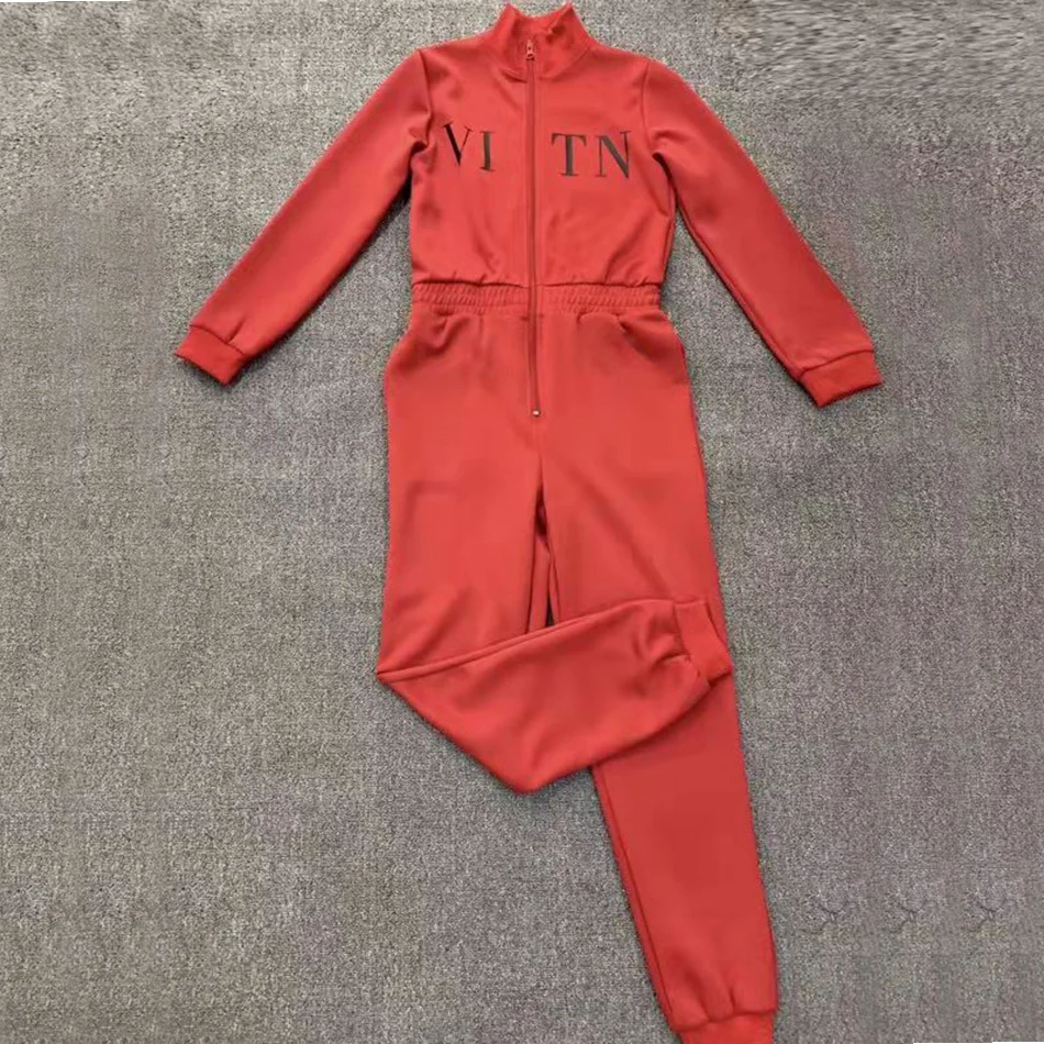 

2021 New Christmas Women'S Casual Long-Sleeved Solid Color Zipper Jumpsuit Sexy Black Slim Full Length Party Jumpsuit