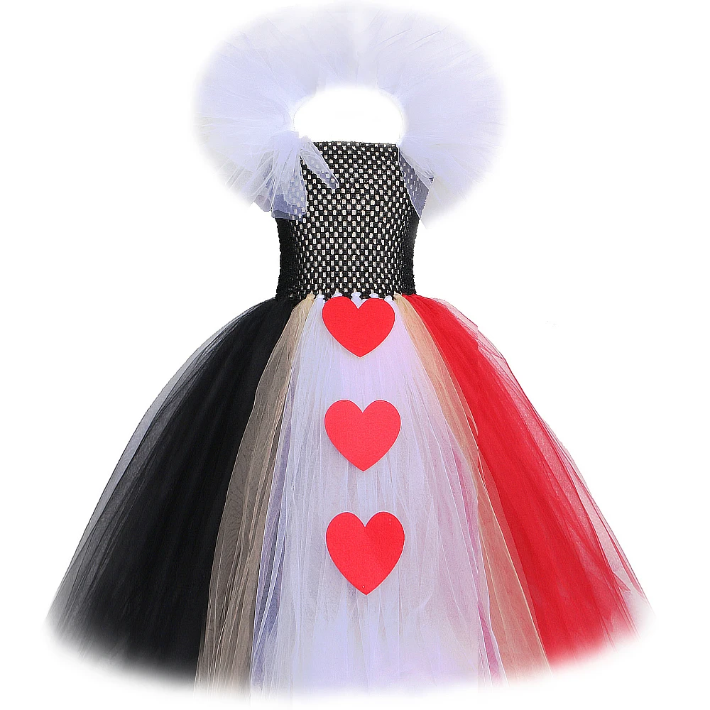 Красное Длинное Платье-пачка королевы для девочек Детский костюм на Хэллоуин