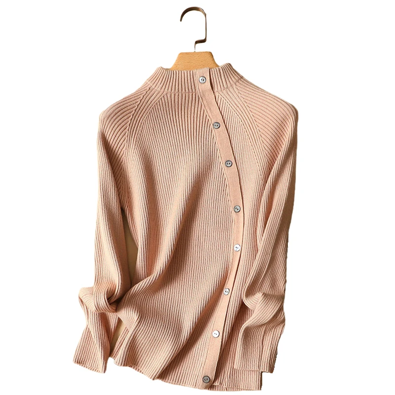 

Turtleneck Women Knitted Sweaters And Pullovers Autumn Winter Solid Slim Button Lady Elegant Slim Sexy Outwear Coat Tops