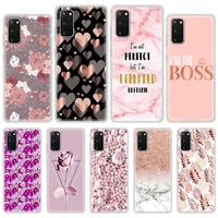 Gold Rose Gitter Love Heart Phone Case for Samsung Galaxy S20 S21 S10 Plus Note Ultra Lite Matte Tpu Back Cover