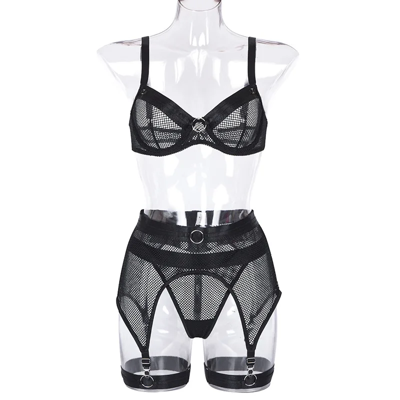

Sexy black Lace embroidery Lingerie Women's Underwear Set See Through Brassiere Lingerie Set Sexy Lace Underwear Bra Panty Set