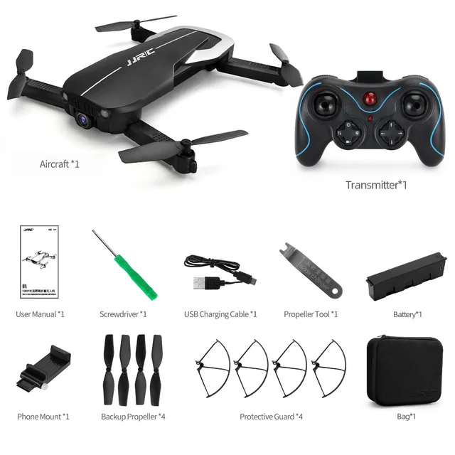 Black 1 battery JJRC H71 Радиоуправляемый Дрон FPV 1080P Wi-Fi для взрослых, видео Квадрокоптер, Дроны с камерой для начинающих, Складные Игрушки для управления с приложением RTF - Цвет: Black 1 battery